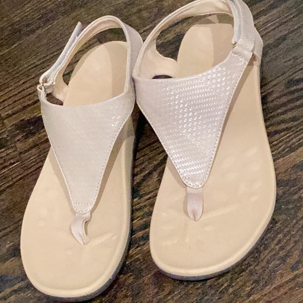 Cream Cushioned Thong Sandals with Ankle Strap